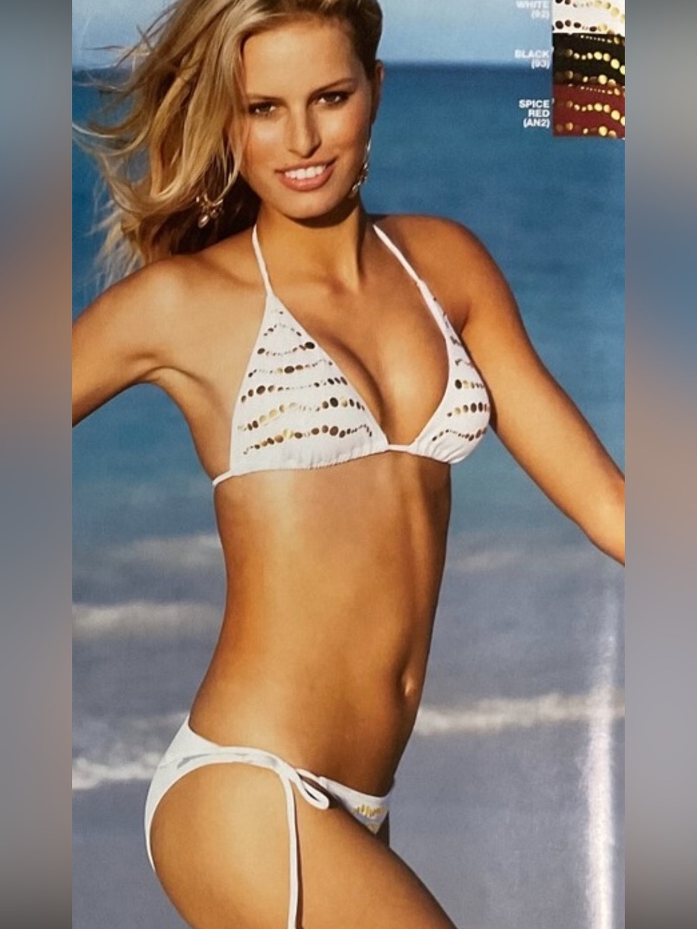 Victoria’s Secret Vintage White Halter Slide String Bikini & Gold Appliqué